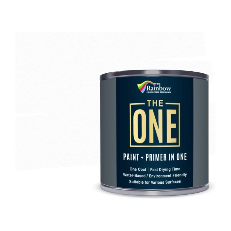 THE ONE All-In-One Paint & Primer - Brilliant White Matte, 8.5 Fl Oz/250ml | 1 Coat Formula | Easy Indoor & Outdoor Decorating for Home & Garden Walls, Floors & Furniture | Water-Based & Low VOC - Image 1
